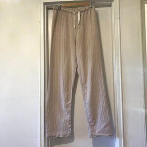 Vermont Country Store Elastic waist Pull-on Drawstring Soft Lounge Pants Beige S